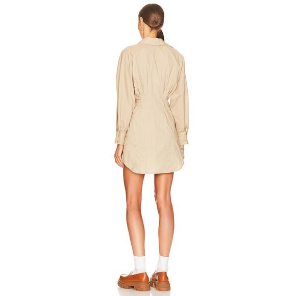 L'Academie x Revolve The Ismene Mini Dress Button Shirt Dress Khaki Tan Size XS - Picture 6 of 16
